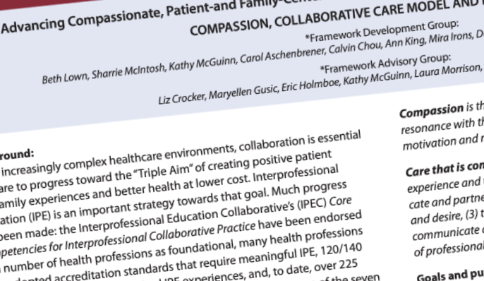 Advancing Compassionate, Patient-and Family-Centered-Care through Interprofessional Education for Collaborative Practice